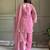 Pink crunchy silk kurta salwar set with swarovski crystal work and lace border dupatta