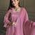 Pink crunchy silk kurta salwar set with swarovski crystal work and lace border dupatta