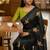 Black rangoli silk embroidery work party wear designer saree