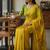Yellow rangoli silk embroidery work party wear designer saree