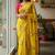 Yellow rangoli silk embroidery work party wear designer saree