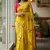 Yellow rangoli silk embroidery work party wear designer saree