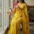 Yellow rangoli silk embroidery work party wear designer saree