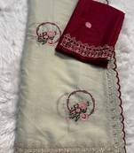Off White Color jari thred work sillk Saree