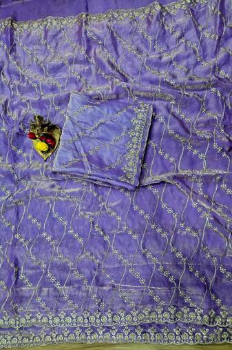 Light Purple Color Sequence Emrodairy Work sattin Saree