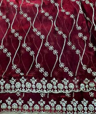 Maroon Color Sequence Emrodairy Work sattin Saree 3