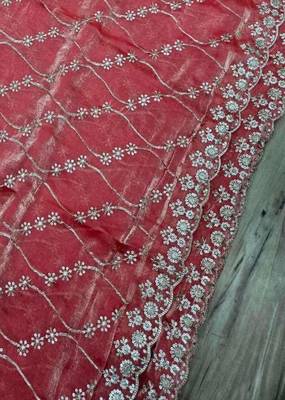 Pink Color Sequence Emrodairy Work sattin Saree 2