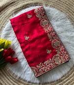 Red Color Heavy golden Embroidery And Zarkhan diamond Work Silk Saree