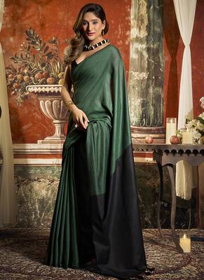 Green mal cotton contrast pallu fancy tassels saree 2
