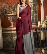 Maroon mal cotton contrast pallu fancy tassels saree