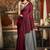 Maroon mal cotton contrast pallu fancy tassels saree