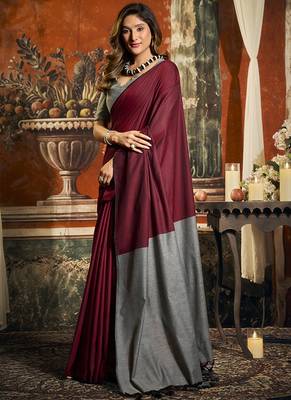 Maroon mal cotton contrast pallu fancy tassels saree 2