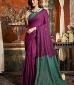 Magenta mal cotton contrast pallu fancy tassels saree