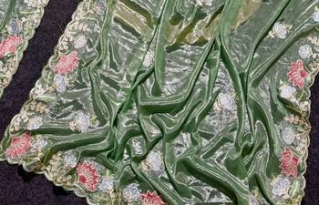 Olive Color Thred work silk  Saree 2