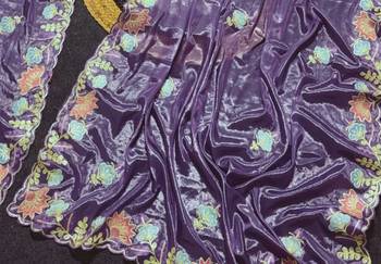 Purple Color Thred work silk  Saree 2