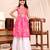 Pink & white ethnic printed work cotton blend sleeveless flared kurti with sharara girls ethnic wear set