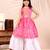 Pink & white ethnic printed work cotton blend sleeveless flared kurti with sharara girls ethnic wear set