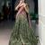 Olive Green Foil Printed Tasar Silk Lehenga Choli with Dupatta
