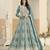Teal faux georgette heavy thread embroidery with sequins work salwar kameez