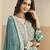 Teal faux georgette heavy thread embroidery with sequins work salwar kameez