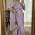 Lavender Color  elegant flower handprint & brush print Work Silk Saree