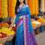 Blue printed pochampalli silk with blouse fancy saree
