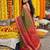Mehendi printed pochampalli silk with blouse fancy saree