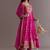 Pink color chinnon silk embroidery work gown