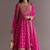 Pink color chinnon silk embroidery work gown