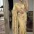 Light Yellow  Color  elegant flower handprint & brush print Work Silk Saree