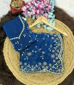 Blue Color Sequence Emrodairy Work Satin Saree