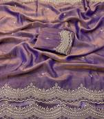 Light PurpleColor Multi Emrodairy Work  Satin Saree