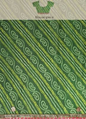 Green Bandhani Printed Gota Patti Work Georgette Saree 4