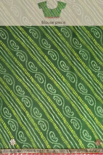 Green Bandhani Printed Gota Patti Work Georgette Saree