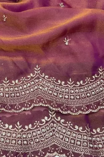 Pink Color Multi Emrodairy Work  Satin Saree