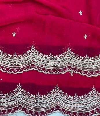 Rani Pink Color Multi Emrodairy Work  Satin Saree 3
