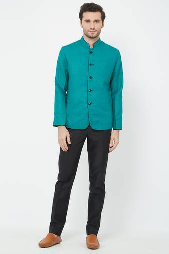 Rama green coton straight plain jodhpuri for men's