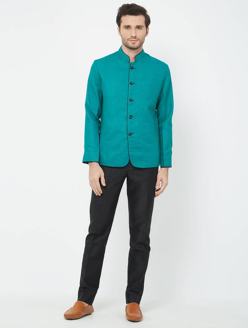 Rama green coton straight plain jodhpuri for men's