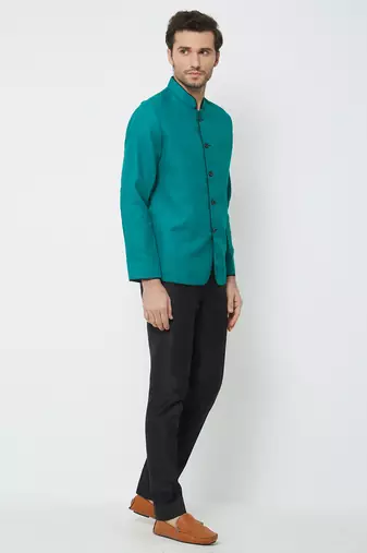 Rama green coton straight plain jodhpuri for men's