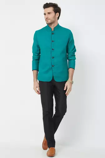 Rama green coton straight plain jodhpuri for men's