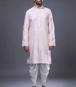 Pink silk straight embroidery pink silk embroidery placement kurta and patiala pant set