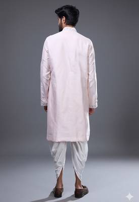 Pink silk blend straight embroidery pink silk blend embroidery placement kurta and patiala pant set 2