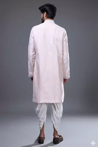 Pink silk straight embroidery pink silk embroidery placement kurta and patiala pant set