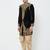Black velvet straight handwork sherwani for men's