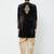 Black velvet straight handwork sherwani for men's