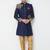 Navy blue art silk straight embroidery with handwork sherwani for men's