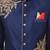 Navy blue art silk straight embroidery with handwork sherwani for men's