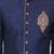 Navy blue art silk straight embroidery with handwork sherwani for men's