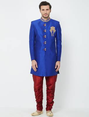 Blue Art silk straight handwork sherwani for men's 1