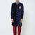 Navy blue velvet straight handwork sherwani for men's
